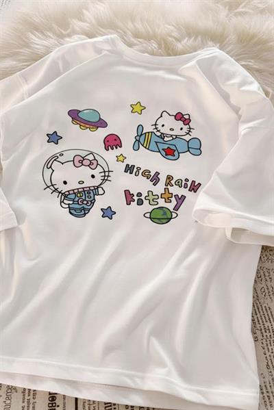 Beyaz High Rain Hello Kitty Y2K Unisex T-shirt