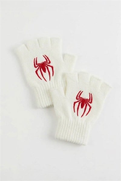 Beyaz Red Spider Kesik Parmak Unisex Eldiven