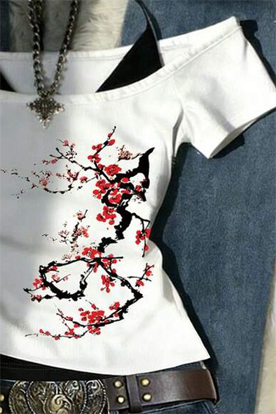 Beyaz Sakura Ek Askılı Y2K Kısa Kollu Crop