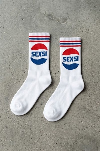 Beyaz Sexsi Unisex Çorap
