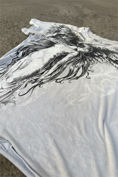 Beyaz Vintage Angel Affliction Cyber Grunge Unisex T-shirt