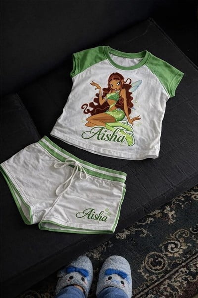 Beyaz Winx Club Aisha Yeşil Raglan Alt Üst Takım