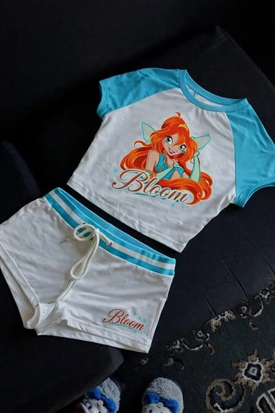Beyaz Winx Club Bloom Mavi Raglan Alt Üst Takım