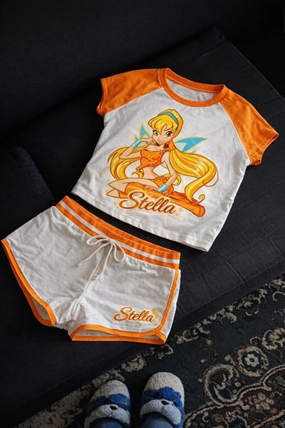 Beyaz Winx Club Stella Turuncu Raglan Alt Üst Takım