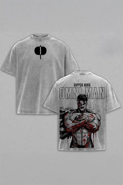 Beyaz Yıkamalı Invincible Inspired Omni-Man Unisex T-Shirt