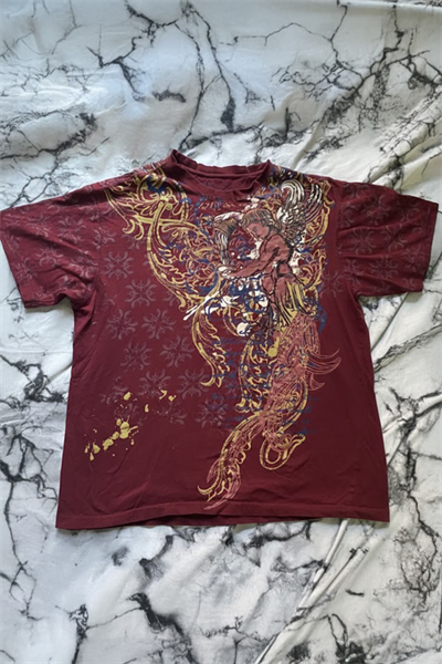Bordo Angel Motifli Vintage Y2K Unisex T-Shirt