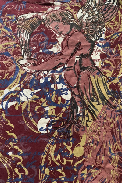 Bordo Angel Motifli Vintage Y2K Unisex T-Shirt