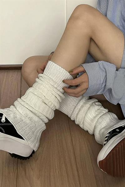 Düz Beyaz Kışlık Tozluk