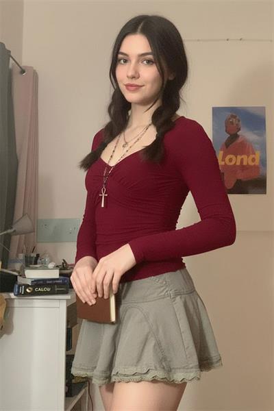 Düz Bordo Kalp Yaka Y2K Uzun Kollu Crop