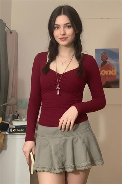 Düz Bordo Kalp Yaka Y2K Uzun Kollu Crop