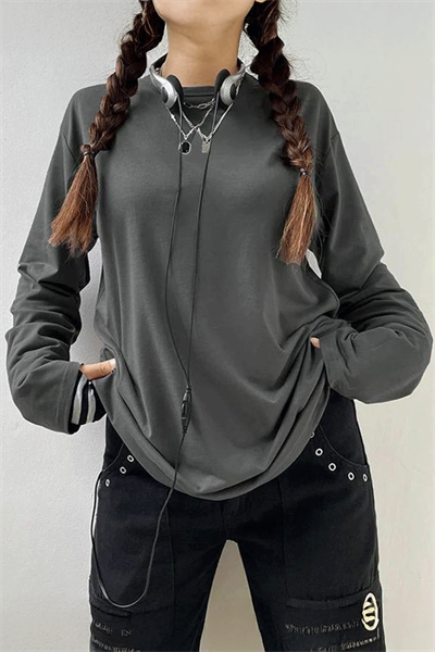 Düz Füme İnce Kumaş Oversize Unisex Sweatshirt 