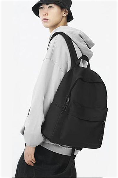 Düz Siyah Y2K Okul Sırt Çantası