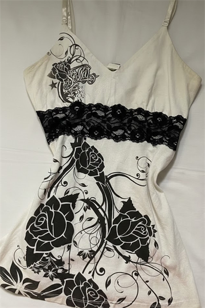 Ekru Rose Dantel Detaylı Y2K Askılı Crop