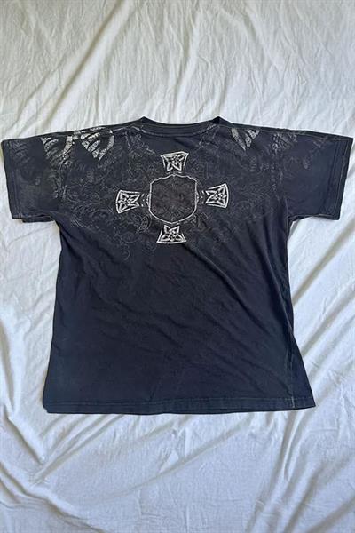 Füme Gotik Stone Free Winged Skull Cyber Grunge Unisex T-Shirt