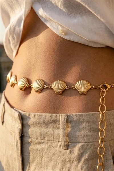 Gold Mermaidcore İstiridye Bel Zinciri