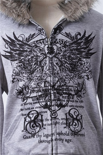 Gri Melanj Kürklü Tribal Wings Gotik Y2K Crop Hırka
