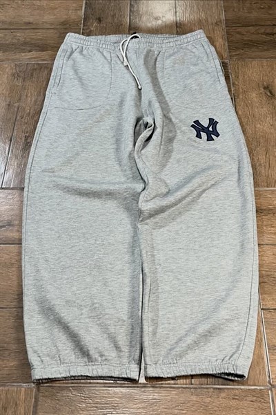 Gri Melanj NY Nakışlı Baggy Eşofman Altı