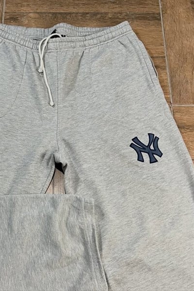 Gri Melanj NY Nakışlı Baggy Eşofman Altı
