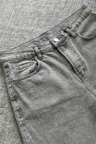 Gri Taşlamalı Düz Y2K unisex Baggy Şort