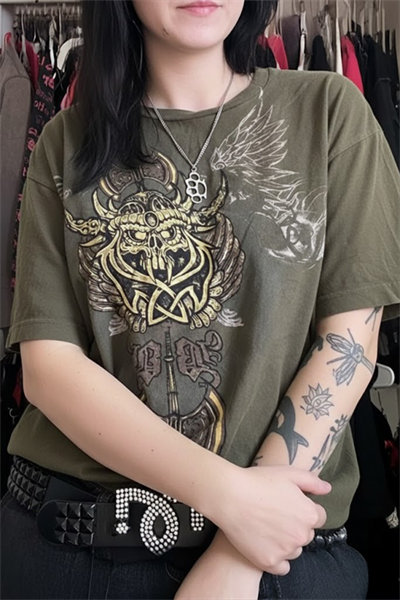 Haki Antique Viking Ax Brad Butter Cyber Grunge Unisex T-shirt