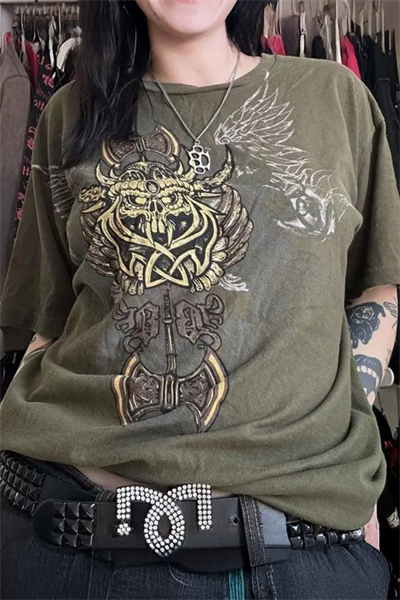 Haki Antique Viking Ax Brad Butter Cyber Grunge Unisex T-shirt