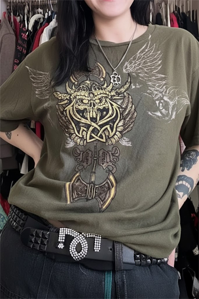 Haki Antique Viking Ax Brad Butter Cyber Grunge Unisex T-shirt