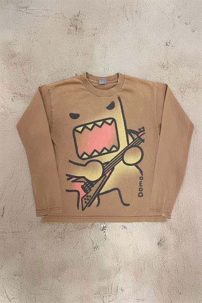 Kahverengi Domo Guitarist Caricature Unisex Sweatshirt