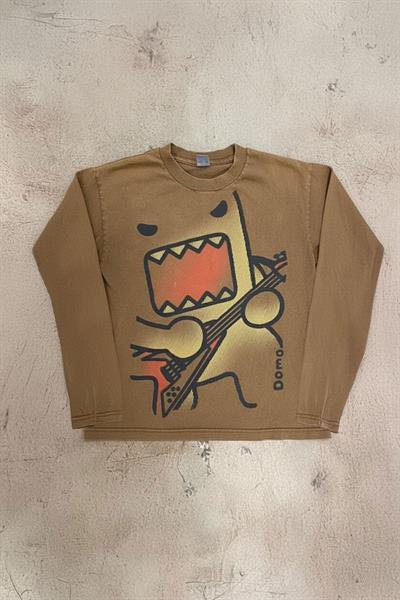 Kahverengi Guitarist Caricature Unisex Sweatshirt