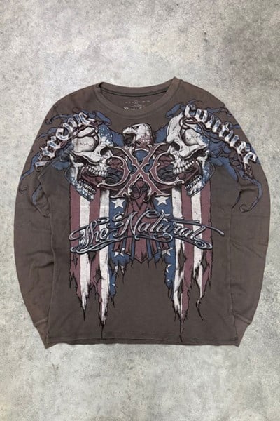 Kahverengi Xtreme Couture Eagle USA Unisex Sweatshirt