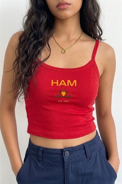 Kırmızı Ferrari Lewis Hamilton Askılı Crop