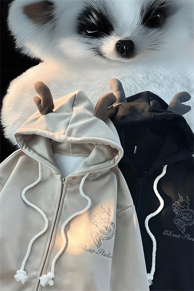 Krem Dragon Baby Kapüşonlu Unsiex Hırka