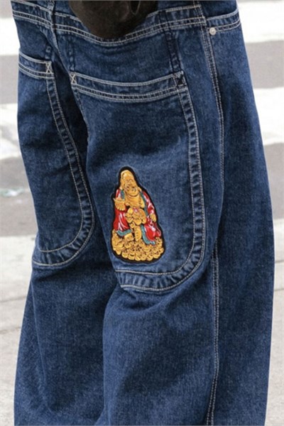 Lacivert Buddha Streerwear Y2K Unisex Baggy Pantolon