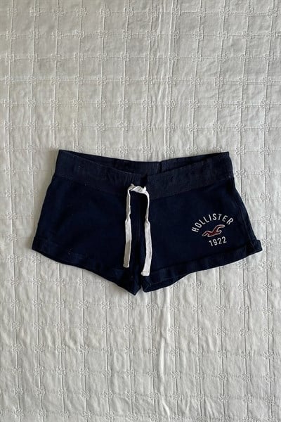 Lacivert Hollister Nakış Logolu Mini Sweat Şort