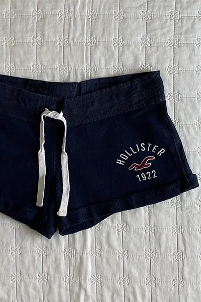 Lacivert Hollister Nakış Logolu Mini Sweat Şort