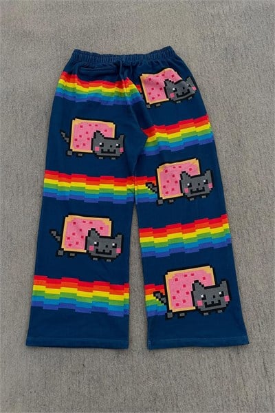 Lacivert Nyan Cat Rainbow Harjauku Y2K Unisex Eşofman