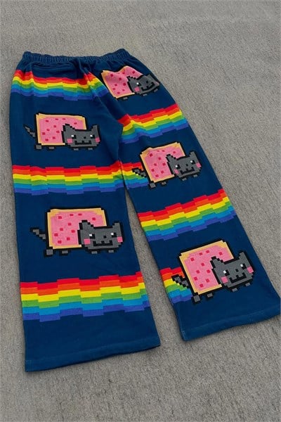 Lacivert Nyan Cat Rainbow Harjauku Y2K Unisex Eşofman