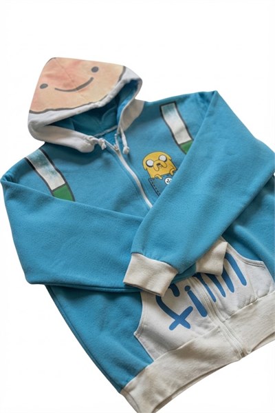 Mavi Adventure Time Finn Unisex Kapüşonlu Hırka