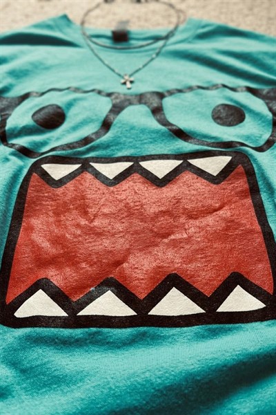 Mavi Domo Kun Harajuku Y2K Kısa Kollu Crop