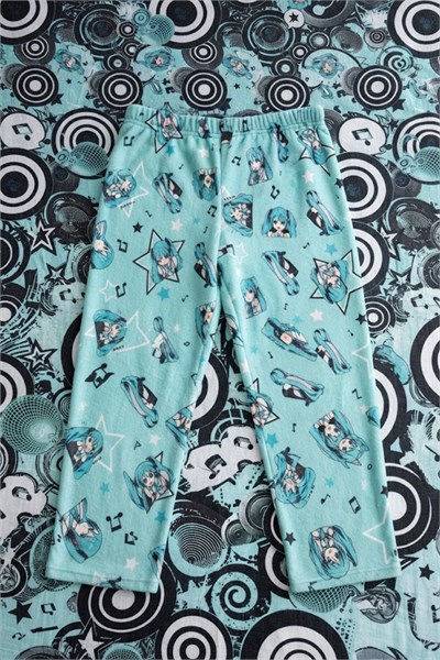 Mavi Hatsune Miku Anime Beli Lastikli Y2K Eşofman