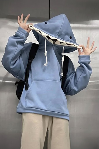 Mavi Köpek Balığı (Unisex) Kapüşonlu Sweatshirt