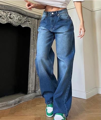 Mavi Taşlanmış Vintage Kot Pantolon