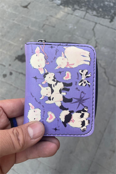 Mor Cute Lambs Kısa Cüzdan