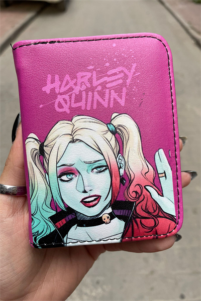 Neon Pembe Harley Quinn Grafiti Kısa Cüzdan