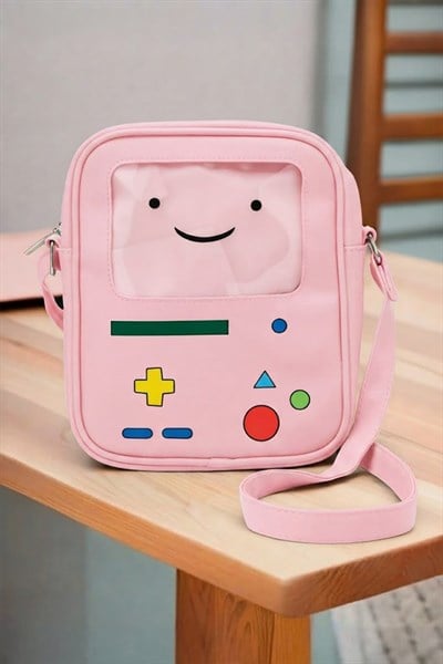 Pembe BMO Adventure Time Unisex Yan Çanta