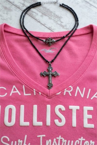 Pembe California Hollister Y2K Uzun Kollu Crop