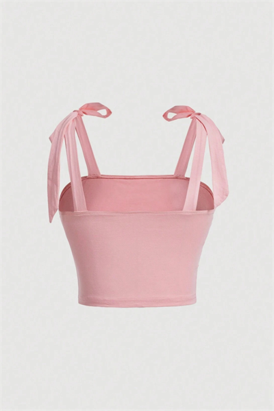 Pembe Fiyonk Y2K Askılı Crop