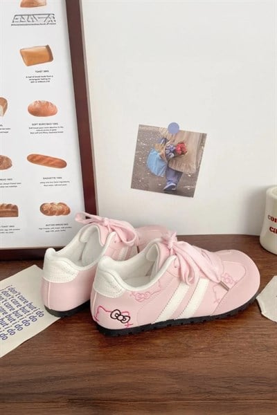 Pembe Hello Kitty Nakışlı Kawaii Y2K Sneaker Ayakkabı