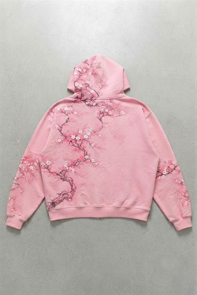 Pembe Japonic Pembe Sakuralı Unisex Hırka