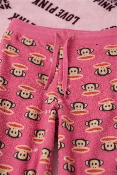 Pembe Monkey Beli Lastikli Y2K Eşofman