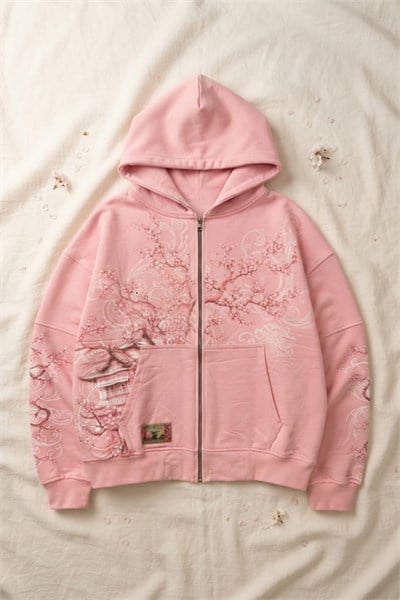 Pembe Sakura Japonic Harajuku Y2K Unisex Hırka